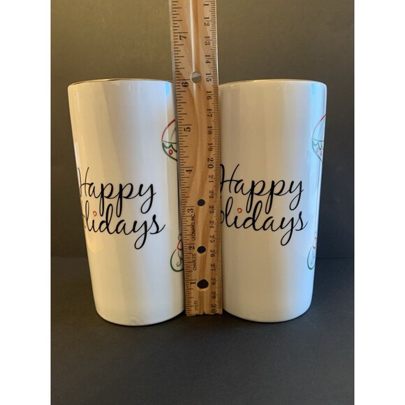 Food Network Tall Mugs Happy Holidays  Eat Drink Be Merry Christmas Cups - Picture 8 of 9